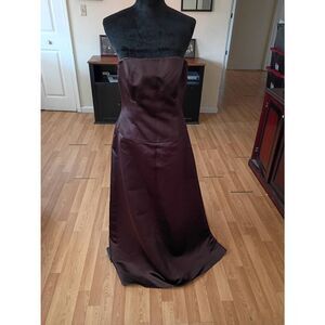 Sz 12 Amsale G144 Brown Sleeveless Formal Dress Prom Special Occasion Wedding